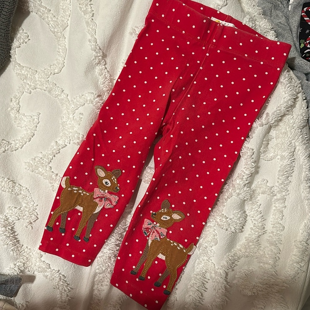 Baby Boden / Mini Boden 12-18m Red Reindeer Leggings